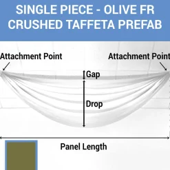 Single Piece - Olive Crushed Taffeta Prefabricated Ceiling Drape Panel - Choose Length and Drop!