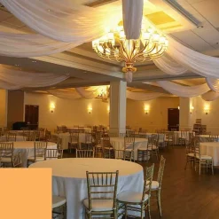 Single Piece - Orange Sheer Prefabricated Ceiling Drape Panel - Choose Length and Drop!