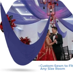 Single Piece - Purple Crushed Taffeta Prefabricated Ceiling Drape Panel - Choose Length and Drop!