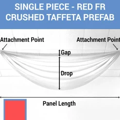 Single Piece - Red Crushed Taffeta Prefabricated Ceiling Drape Panel - Choose Length and Drop!