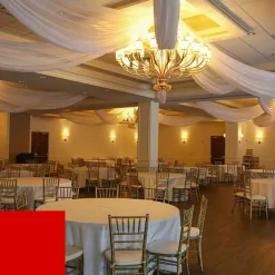 Single Piece - Red Taffeta Prefabricated Ceiling Drape Panel - Choose Length and Drop!