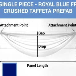 Single Piece - Royal Blue Crushed Taffeta Prefabricated Ceiling Drape Panel - Choose Length and Drop!