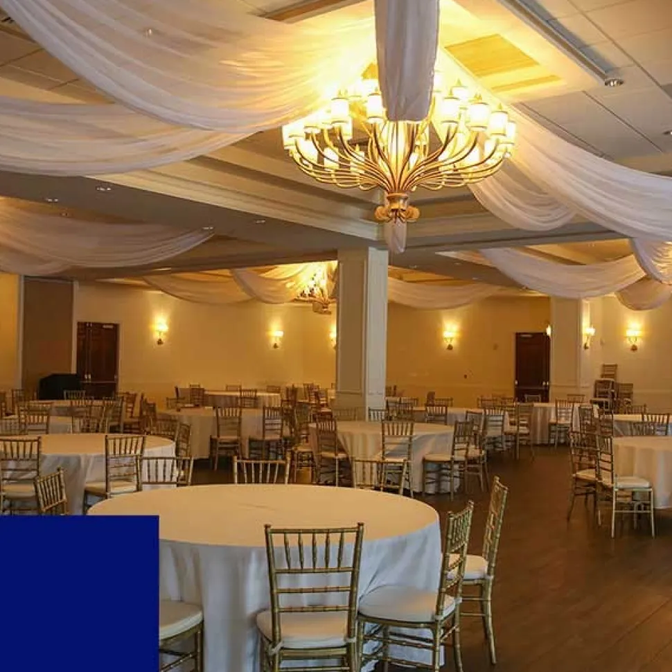 Single Piece - Royal Blue Crushed Taffeta Prefabricated Ceiling Drape Panel - Choose Length and Drop!