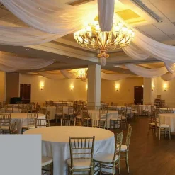 Single Piece - Silver Crushed Taffeta Prefabricated Ceiling Drape Panel - Choose Length and Drop!