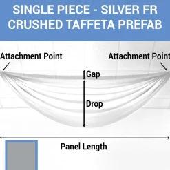 Single Piece - Silver Crushed Taffeta Prefabricated Ceiling Drape Panel - Choose Length and Drop!