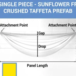 Single Piece - Sun Flower Crushed Taffeta Prefabricated Ceiling Drape Panel - Choose Length and Drop!