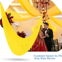 Single Piece - Sun Flower Crushed Taffeta Prefabricated Ceiling Drape Panel - Choose Length and Drop!