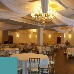 Single Piece - Teal Blue Sheer Prefabricated Ceiling Drape Panel - Choose Length and Drop!