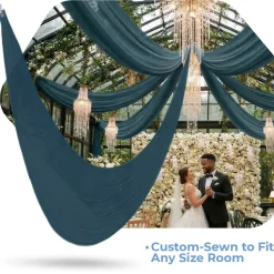 Single Piece - Teal Taffeta Prefabricated Ceiling Drape Panel - Choose Length and Drop!