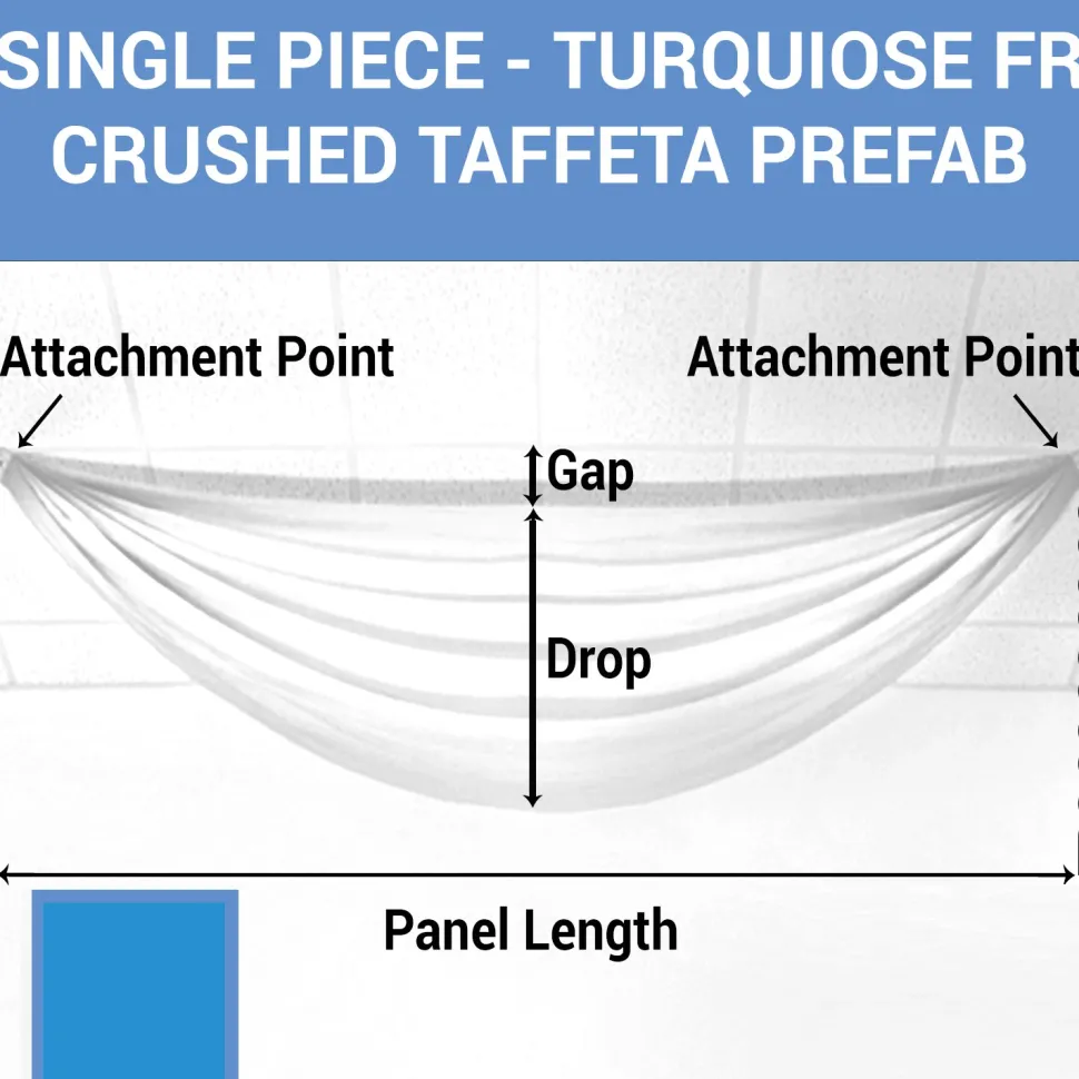 Single Piece - Turquoise Crushed Taffeta Prefabricated Ceiling Drape Panel - Choose Length and Drop!