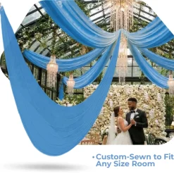 Single Piece - Turquoise Taffeta Prefabricated Ceiling Drape Panel - Choose Length and Drop!
