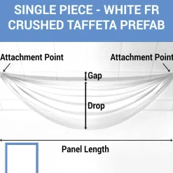 Single Piece - White Crushed Taffeta Prefabricated Ceiling Drape Panel - Choose Length and Drop!
