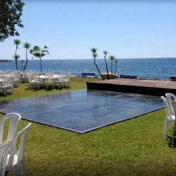 Slate Black Snaplock Dance Floor Set - Easy Assembly, Portable with Edging & Transport Cart! - 36