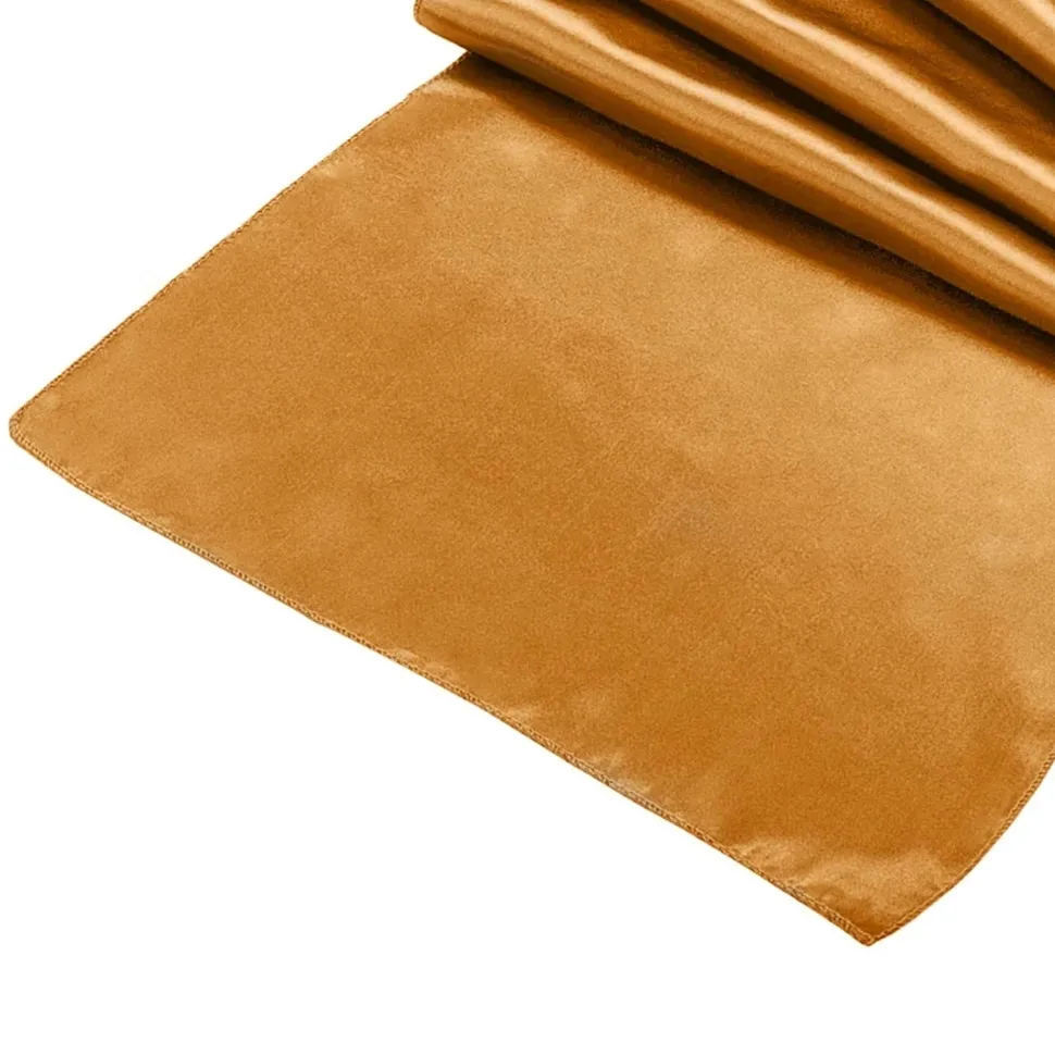 Sleek Satin Runner 14" x 108" - Gold Antique