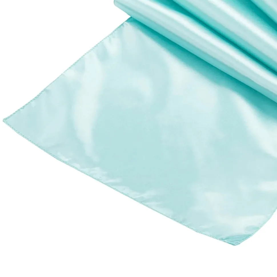 Sleek Satin Runner 14" x 108" - Light Turquoise