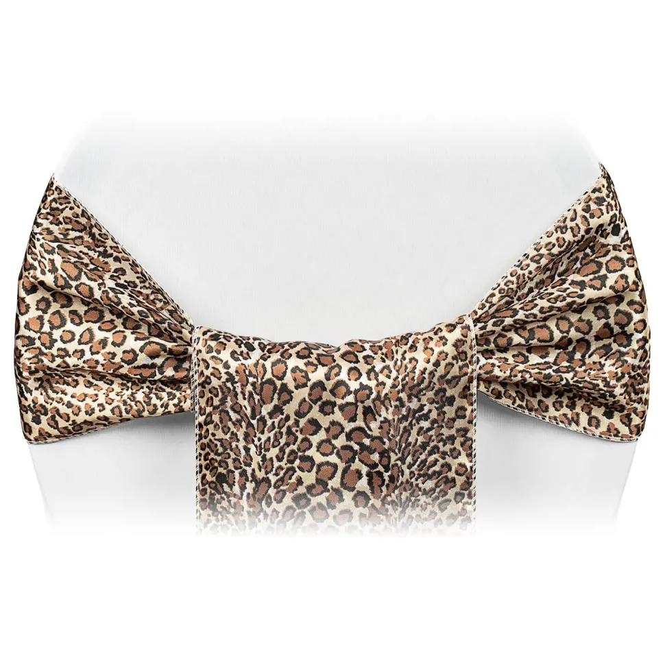Sleek Satin Sash 6" x 108" - Leopard