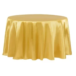 Sleek Satin Tablecloth 108" Round - Bright Gold