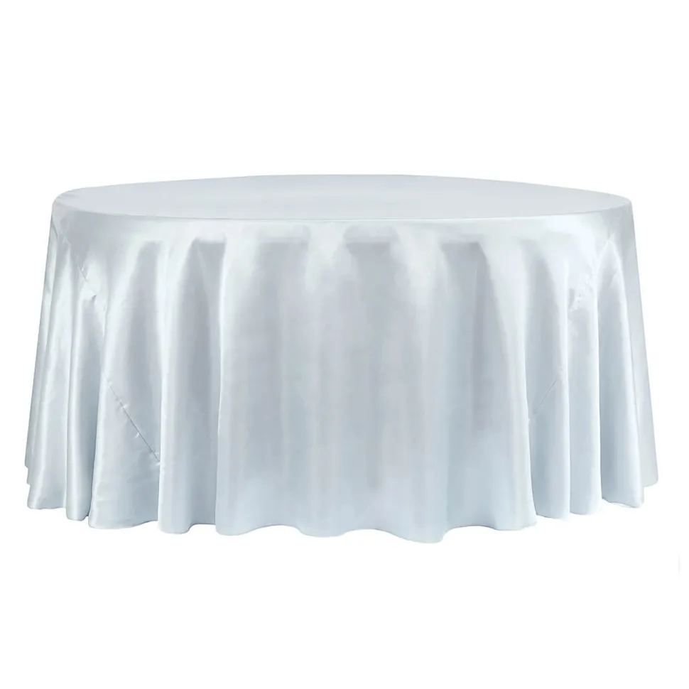 Sleek Satin Tablecloth 108" Round - Dusty Blue