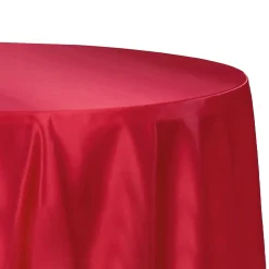 Sleek Satin Tablecloth 108" Round - Apple Red