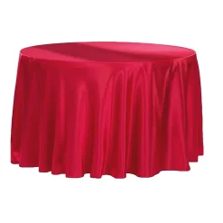 Sleek Satin Tablecloth 120" Round - Apple Red