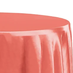 Sleek Satin Tablecloth 120" Round - Coral