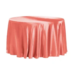 Sleek Satin Tablecloth 120" Round - Coral