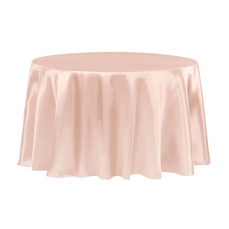 Sleek Satin Tablecloth 120" Round - Blush/Rose Gold
