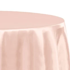 Sleek Satin Tablecloth 120" Round - Blush/Rose Gold