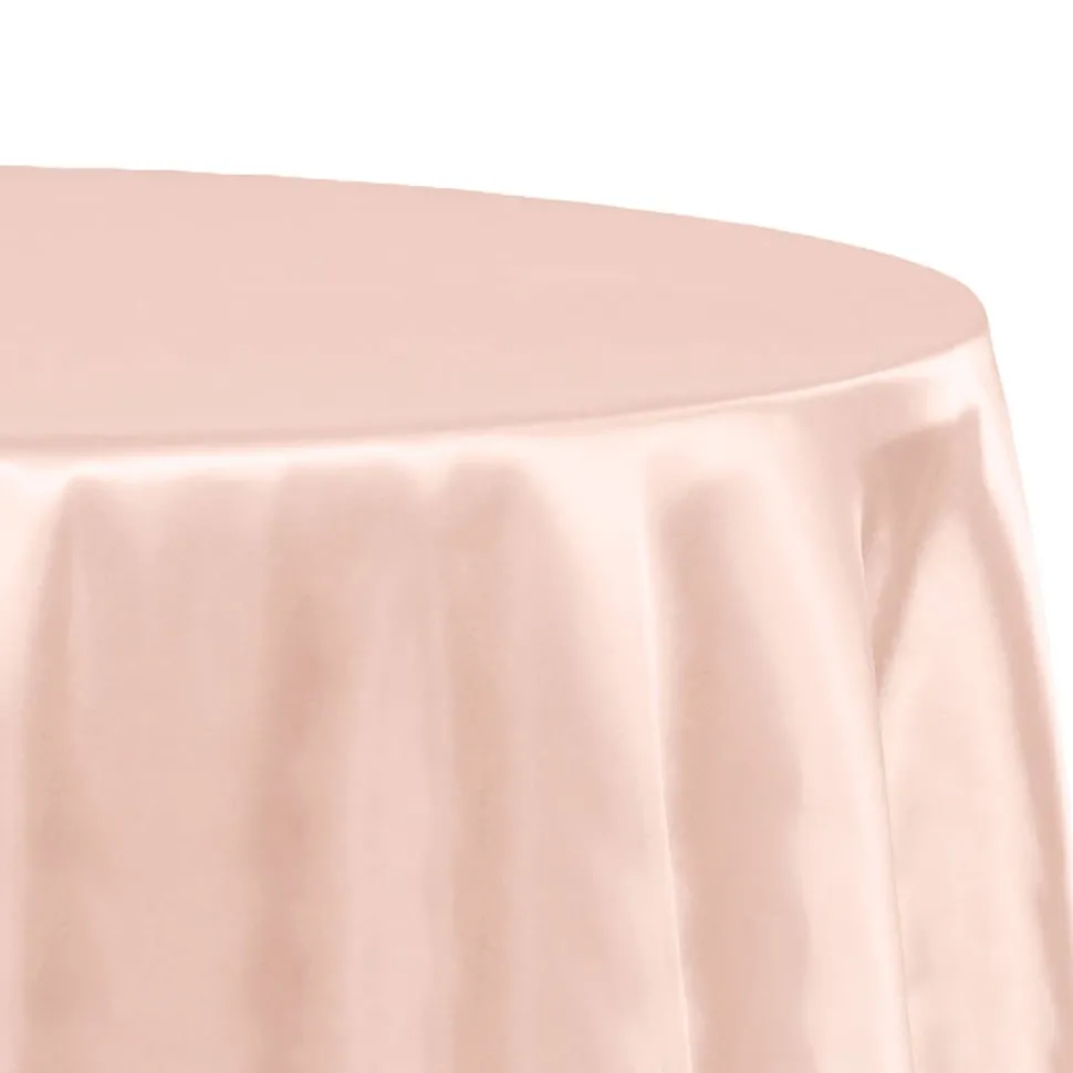 Sleek Satin Tablecloth 120" Round - Blush/Rose Gold