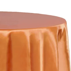 Sleek Satin Tablecloth 120" Round - Burnt Orange