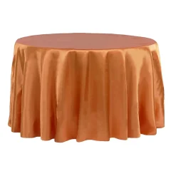 Sleek Satin Tablecloth 120" Round - Burnt Orange