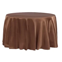 Sleek Satin Tablecloth 120" Round - Chocolate Brown