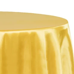 Sleek Satin Tablecloth 120" Round - Bright Gold