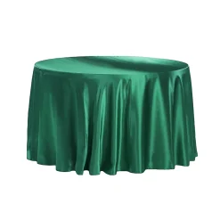 Sleek Satin Tablecloth 120" Round - Emerald Green