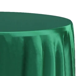 Sleek Satin Tablecloth 120" Round - Emerald Green