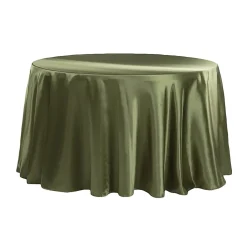 Sleek Satin Tablecloth 120" Round - Willow Green