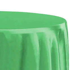 Sleek Satin Tablecloth 120" Round - Kelly Green