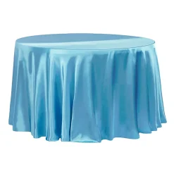 Sleek Satin Tablecloth 120" Round - Aqua Blue
