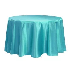 Sleek Satin Tablecloth 120" Round - Dark Turquoise