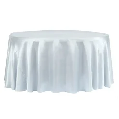 Sleek Satin Tablecloth 120" Round - Dusty Blue