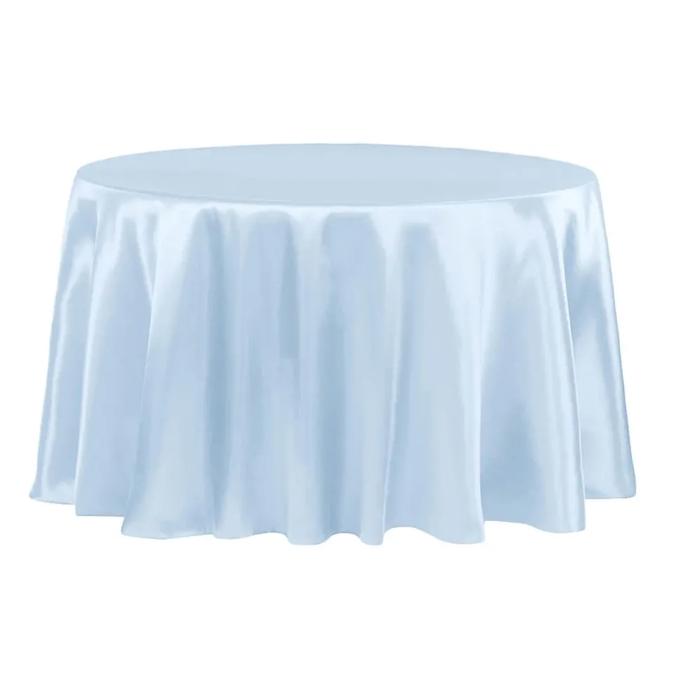 Sleek Satin Tablecloth 120" Round - Baby Blue