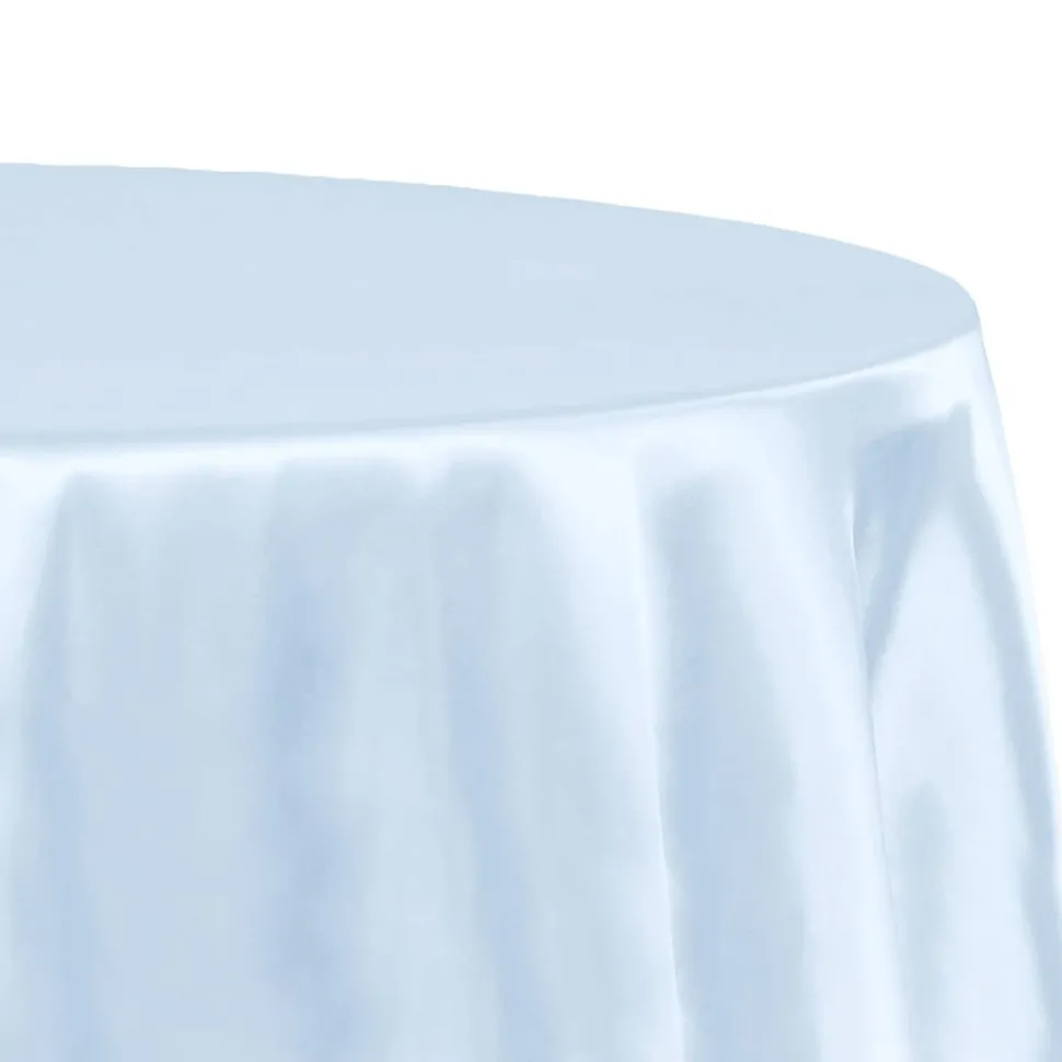 Sleek Satin Tablecloth 120" Round - Baby Blue