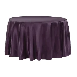 Sleek Satin Tablecloth 120" Round - Eggplant/Plum