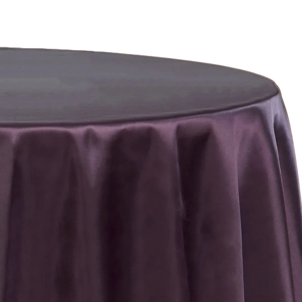 Sleek Satin Tablecloth 120" Round - Eggplant/Plum