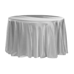 Sleek Satin Tablecloth 120" Round - Silver