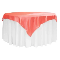 Sleek Satin Tablecloths - Coral