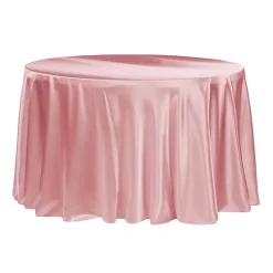 Sleek Satin Tablecloths 132" Round - Dusty Rose/Mauve