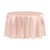 Sleek Satin Tablecloths 132" Round - Blush/Rose Gold