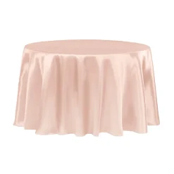 Sleek Satin Tablecloths 132" Round - Blush/Rose Gold