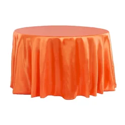 Sleek Satin Tablecloths 132" Round - Orange